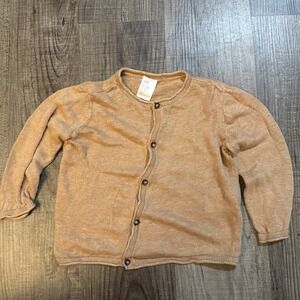 H&M Toddler Girls Linen Cardigan Brown with Buttons 12-18 Months